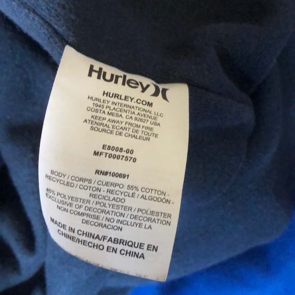 Hurley Men’s Bayside Night Out Zip Hoodie - Picture 4 of 4